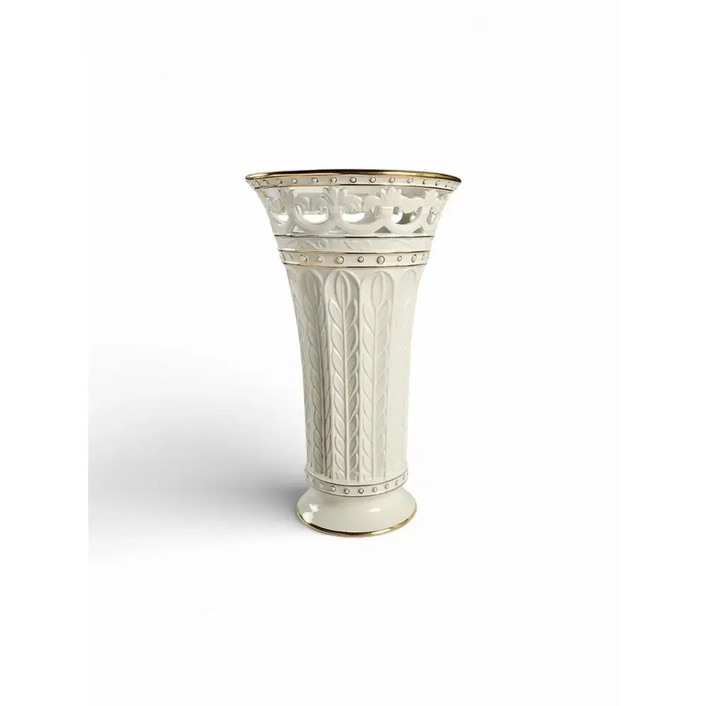 VINTAGE LENOX FLORENTINE AND PEARL PORCELAIN TALL VASE 16 IN TALL NEW IN BOX